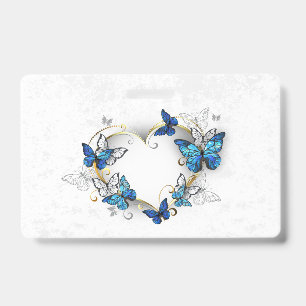 Jewelry Heart with Butterflies Morpho Badge