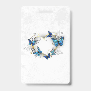 Jewelry Heart with Butterflies Morpho Badge