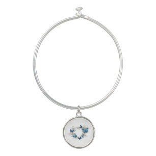 Jewelry Heart with Butterflies Morpho Bangle Bracelet