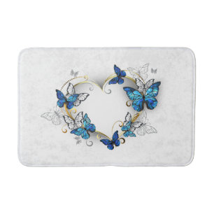 Jewelry Heart with Butterflies Morpho Bath Mat