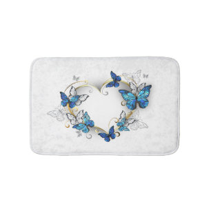 Jewelry Heart with Butterflies Morpho Bath Mat