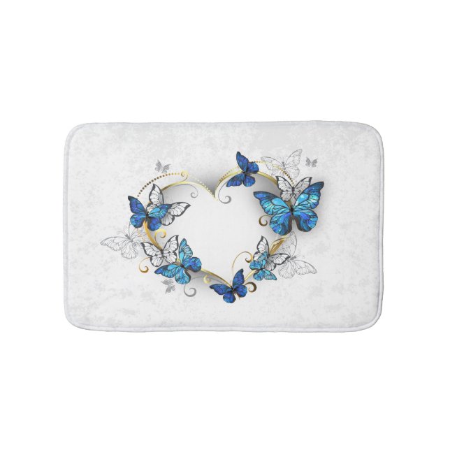 Jewelry Heart with Butterflies Morpho Bath Mat (Front)