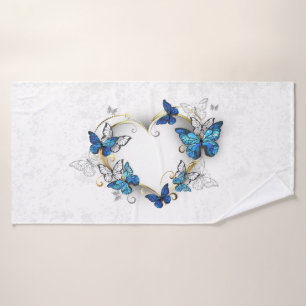 Jewelry Heart with Butterflies Morpho Bath Towel