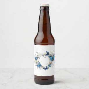 Jewelry Heart with Butterflies Morpho Beer Bottle Label