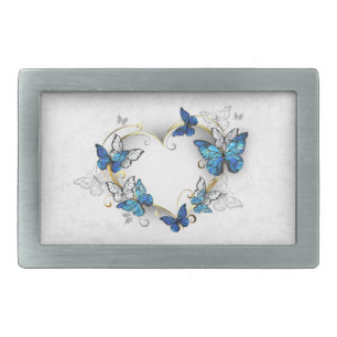 Jewelry Heart with Butterflies Morpho Belt Buckle