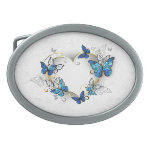 Jewelry Heart with Butterflies Morpho Belt Buckle