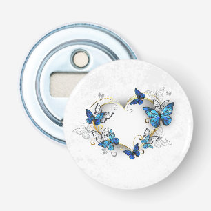 Jewelry Heart with Butterflies Morpho Bottle Opener