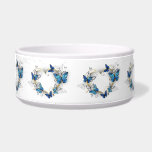 Jewelry Heart with Butterflies Morpho Bowl<br><div class="desc">Jeweled,  golden heart with blue and white realistic butterflies morpho. Morpho. Design with blue butterflies morpho.</div>