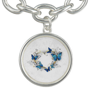 Jewelry Heart with Butterflies Morpho Bracelet