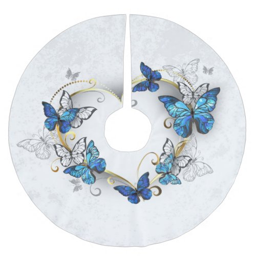 Jewelry Heart with Butterflies Morpho Brushed Polyester Tree Skirt