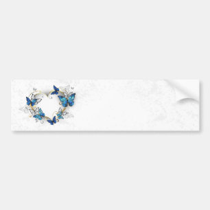 Jewelry Heart with Butterflies Morpho Bumper Sticker