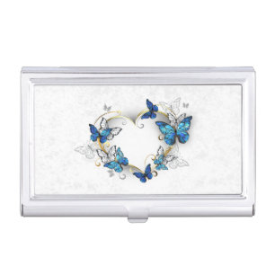 Jewelry Heart with Butterflies Morpho Business Card Case