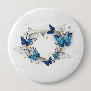 Jewelry Heart with Butterflies Morpho Button