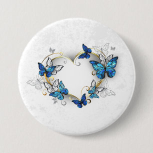 Jewelry Heart with Butterflies Morpho Button