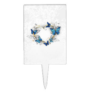 Jewelry Heart with Butterflies Morpho Cake Topper