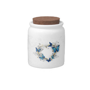 Jewelry Heart with Butterflies Morpho Candy Jar