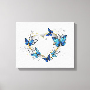 Jewelry Heart with Butterflies Morpho Canvas Print