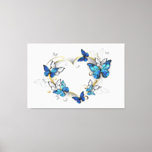 Jewelry Heart with Butterflies Morpho Canvas Print