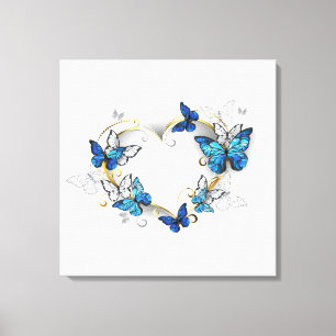 Jewelry Heart with Butterflies Morpho Canvas Print