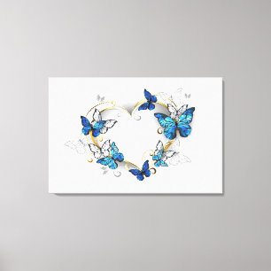 Jewelry Heart with Butterflies Morpho Canvas Print