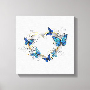 Jewelry Heart with Butterflies Morpho Canvas Print