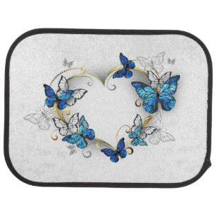 Jewelry Heart with Butterflies Morpho Car Floor Mat