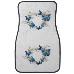 Jewelry Heart with Butterflies Morpho Car Floor Mat