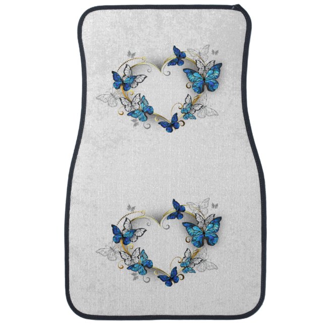 Jewelry Heart with Butterflies Morpho Car Floor Mat (Front)