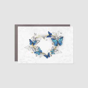 Jewelry Heart with Butterflies Morpho Car Magnet