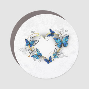 Jewelry Heart with Butterflies Morpho Car Magnet