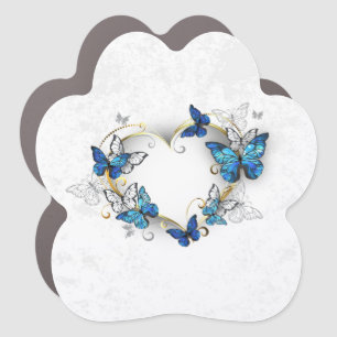 Jewelry Heart with Butterflies Morpho Car Magnet