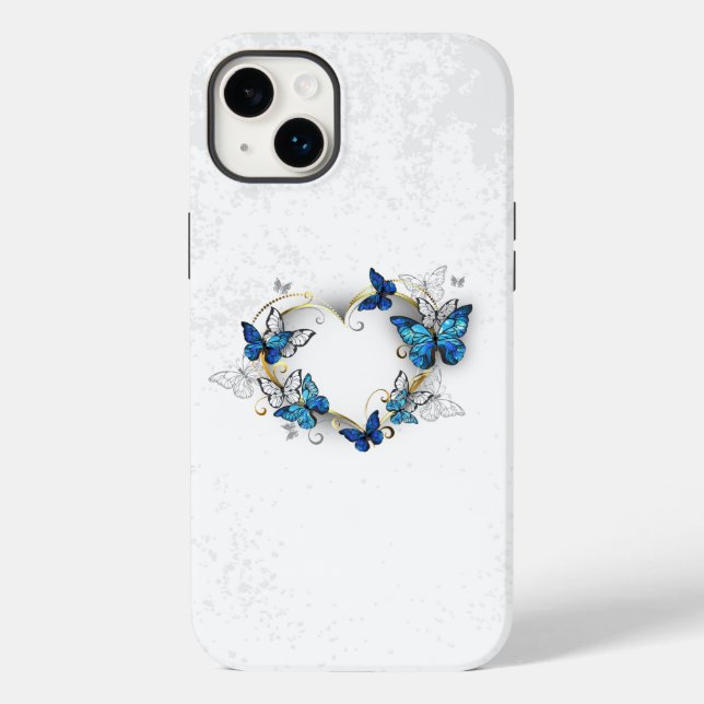 Jewelry Heart with Butterflies Morpho Case-Mate iPhone Case (Back)