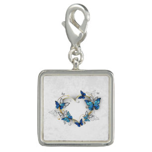 Jewelry Heart with Butterflies Morpho Charm