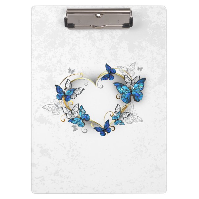 Jewelry Heart with Butterflies Morpho Clipboard (Front)