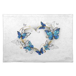 Jewelry Heart with Butterflies Morpho Cloth Placemat
