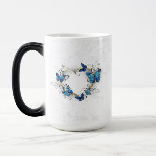 Jewelry Heart with Butterflies Morpho Color Morph Mug