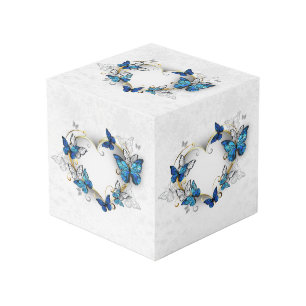 Jewelry Heart with Butterflies Morpho Cube