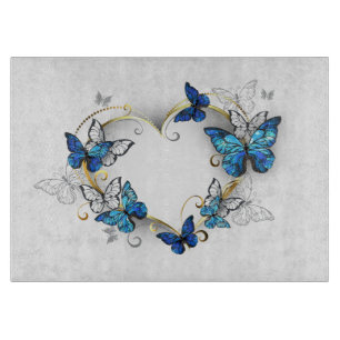 Jewelry Heart with Butterflies Morpho Cutting Board
