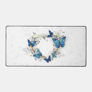 Jewelry Heart with Butterflies Morpho Desk Mat