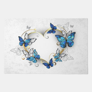 Jewelry Heart with Butterflies Morpho Doormat
