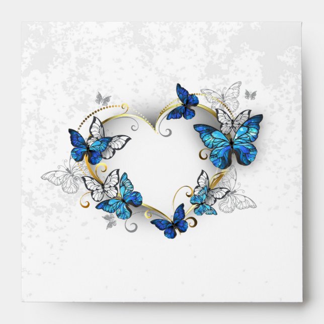 Jewelry Heart with Butterflies Morpho Envelope (Front)