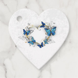 Jewelry Heart with Butterflies Morpho Favor Tags