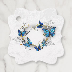Jewelry Heart with Butterflies Morpho Favor Tags