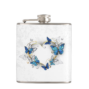 Jewelry Heart with Butterflies Morpho Flask