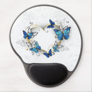 Jewelry Heart with Butterflies Morpho Gel Mouse Pad