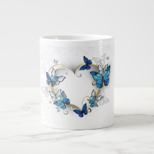 Jewelry Heart with Butterflies Morpho Giant Coffee Mug