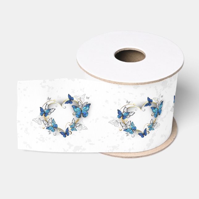 Jewelry Heart with Butterflies Morpho Grosgrain Ribbon (Spool)
