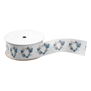 Jewelry Heart with Butterflies Morpho Grosgrain Ribbon