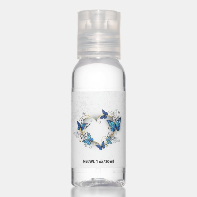 Jewelry Heart with Butterflies Morpho Hand Sanitizer (Front)