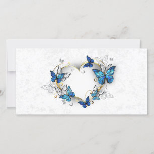 Jewelry Heart with Butterflies Morpho Holiday Card
